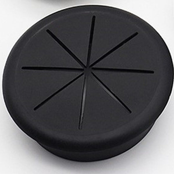 2,4 tums runda skrivbordsgenomföringar i plast Svart organizer PC-dator för Mac Port Cover