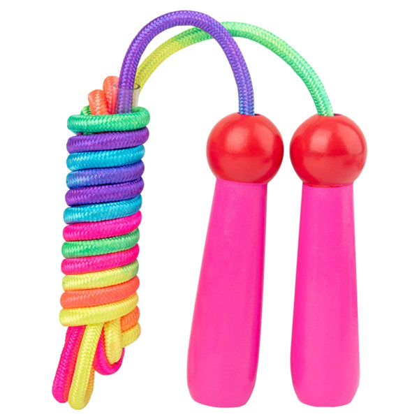 Hopprep för barn, 240 cm justerbart hopprep för barn med trähandtag, hopprep för pojkar och flickor