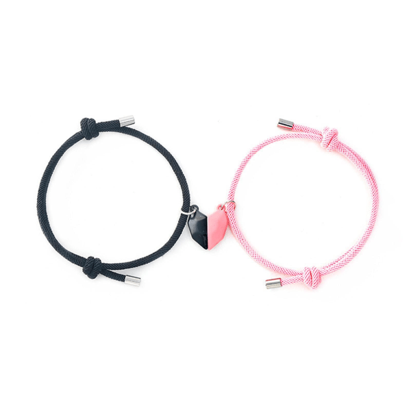 Attraktiva handgjorda hjärtformade par magnetarmband kvinnor älskare par charm kvinnliga manliga parade vänskap smycken Black pink