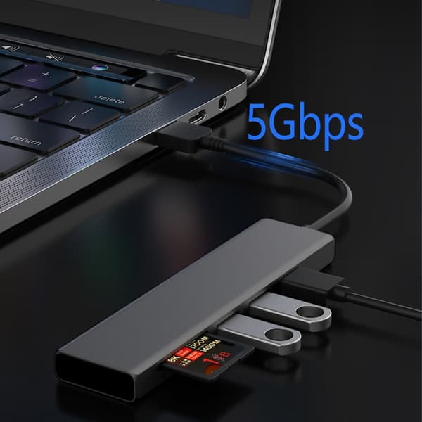 Rask USB 3.0 Hub 4 Port Adapter Lett å bære for bærbare og stasjonære datamaskiner