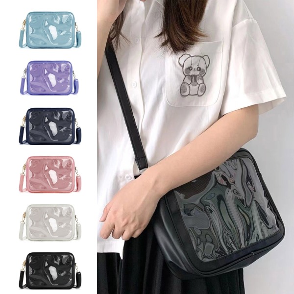 Dam Ita Messenger Bag Dam axelväska i japansk stil Flickor Söt Transparent Crossbody-väska Studentväska Pink