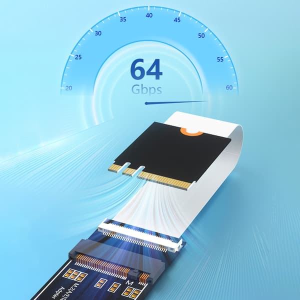 M.2 Key M -sovitin 64 Gbps nopea M.2 Key M - Key A+E -jatkokaapeli