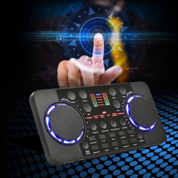 Bärbart liveljudkort Ljudmixer Streaming Sound Voice Changer Podcast DJ Mixer Board för karaokeinspelning