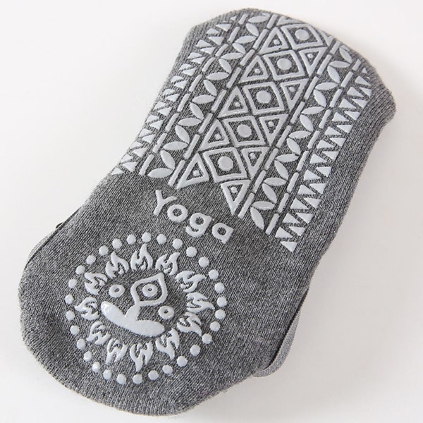 Halkfria yogastrumpor, anti-sladd klibbigt grepp Pilates tofflor strumpor med vadderade sulor för hem, sjukhus träningssporter Black