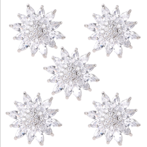 5 stk. 20 mm solsikke for rhinestone metallknapper krystallpynt DIY tilbehør