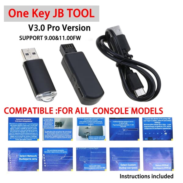 Spelkabel Typ C Kabelset USB-adapter för P4 Spelkonsol FW 9.0-11.0 System