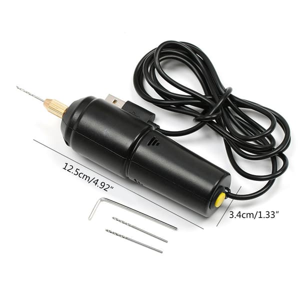 5V USB-kabel Elektrisk Håndholdt Drill Epoxy Hull Punching DIY Trehåndverktøy