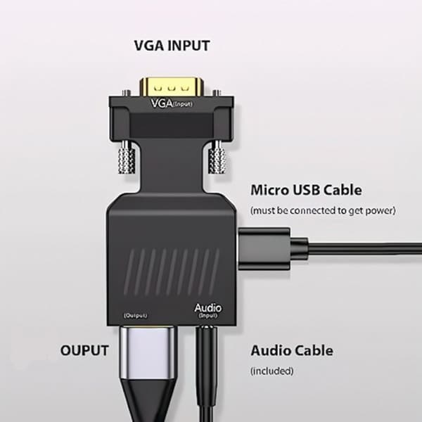 1080P PC Computer HDTV til VGA Video Konvertere 3.5mm Lyd Hun til Han