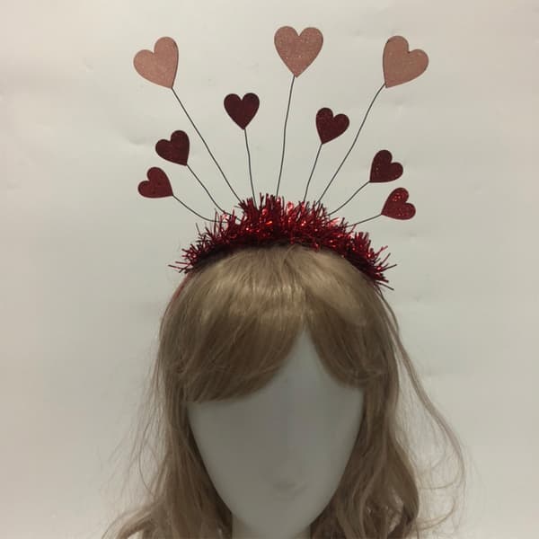 Glitter Hjerte Hårbøyle Valentinsdag Hårbøyle Sceneopptreden Hodeplagg Red