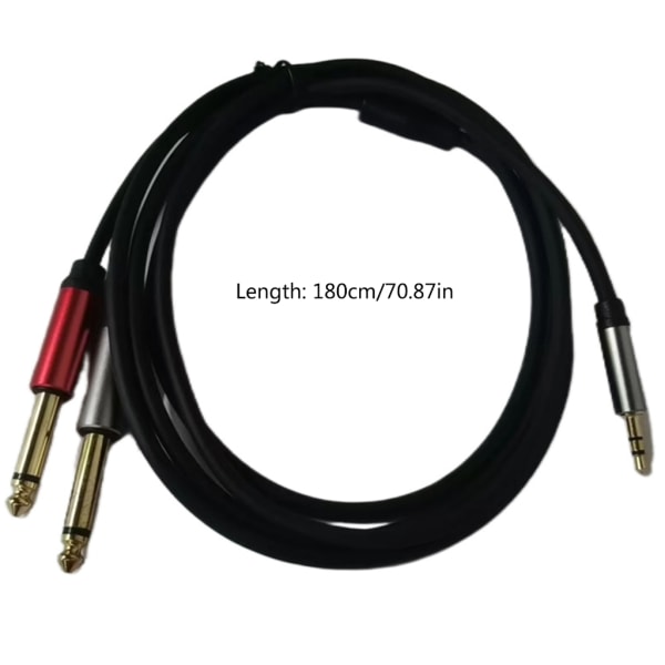 1,5 m ljudlinje 3,5 mm TRS till dubbel 6,35 mm TS AUX-kabel för PC-hörlursmixerförstärkare 3,5 till dubbel 6,5 monojackkabel