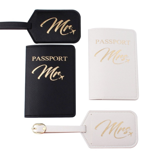 4st Bärbar Mr Mrs Travel Passport Card Cover med Bagage Tags Hållare för Cas