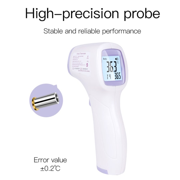 Digital termometer Infraröd panna Beröringsfri LCD-bakgrundsbelysning för baby vuxna A