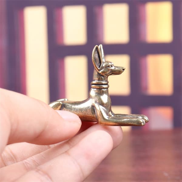 Siddende Hund Statue Messing Hund Skulptur Messing Hund Figur Bordpynt