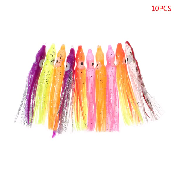 10 st plastfiskedrag bläckfiskkjol trolling bläckfisk mjukt lockbete 10CM