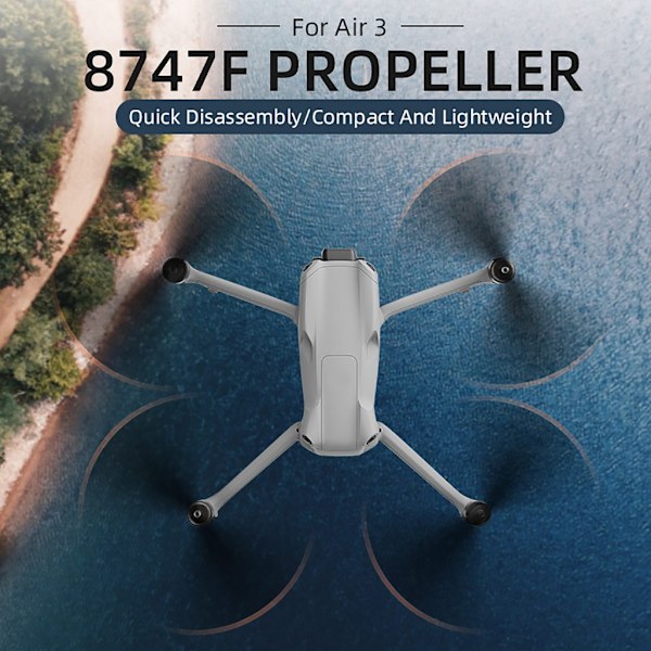 2/4 par med låg ljudnivå 8747F propellerpropeller för luft 3 drönare Quick-Release fällbara propellrar Vingfläkttillbehör 4 pairs