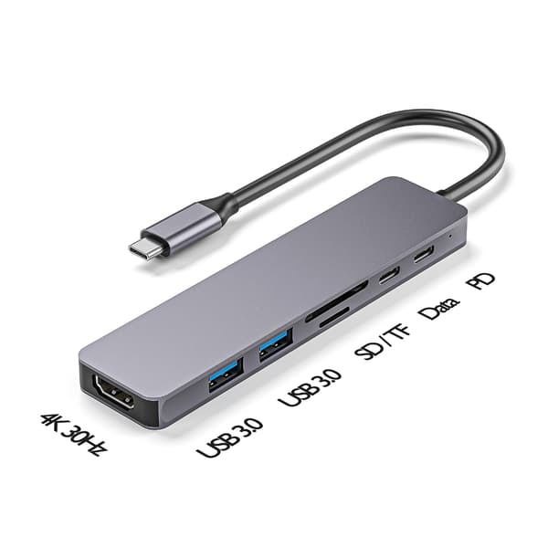Multifunktionell Typ C Hub-Adapter, USB3.0, PD100W Laddning för Hemma Bio