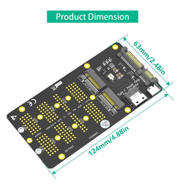 Forbedret Data Backup NVME M.2 til SATA3 og SFF8654 Adapterkort