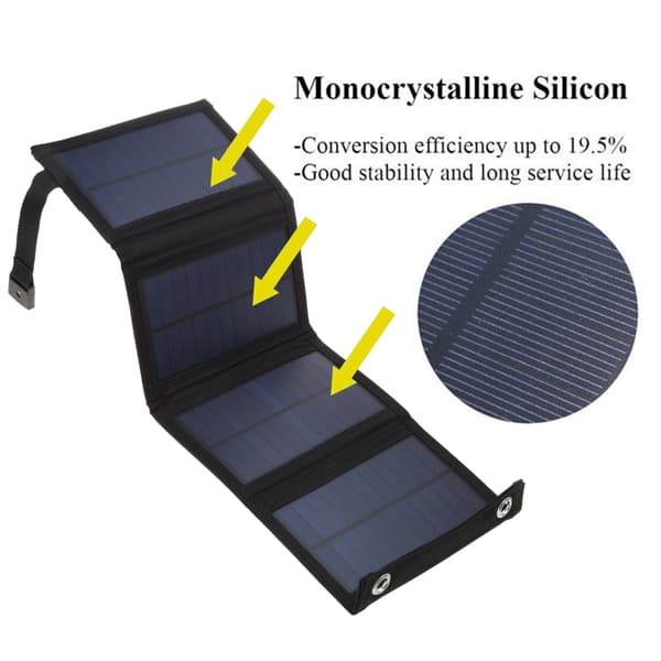 8W Lite Vanntett Sammenleggbar Bærbar Solcellepanel for Smarttelefonbatteri