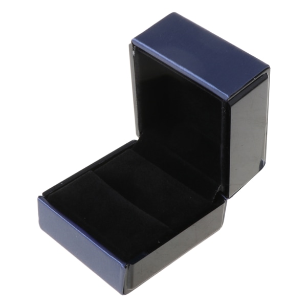 LED Upplysta Ringar Box Smycken Display Presentbox Förslag Bröllop Förlovningsring Box Fyrkantiga örhängen Förvaringshållare Box Blue