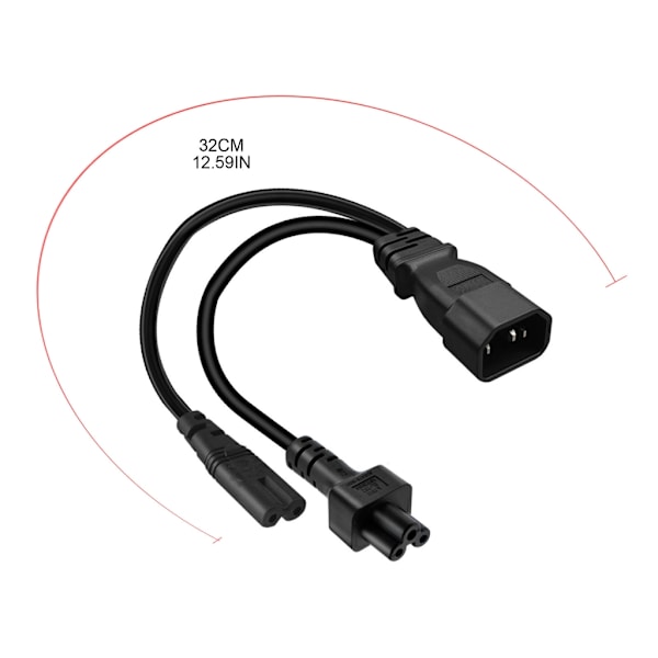 IEC320 C14 till IEC320 C5+IEC320 C7 AC-strömadapterkabel, 3 anslutningar hane till hona power