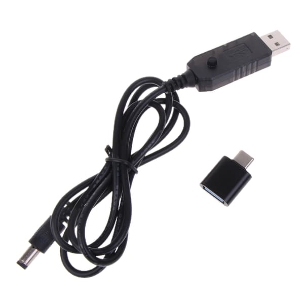 QC3.0 USB/Typ C PD till 5V-12V Justerbar Steg Upp Kabel Strömkabel 1m