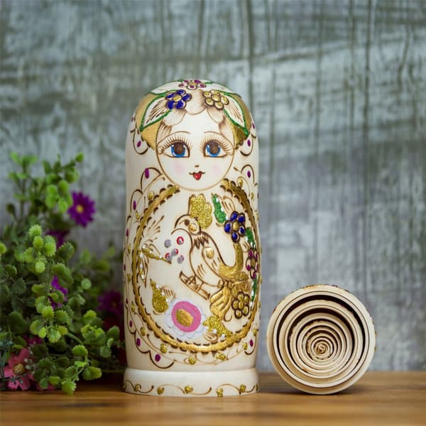 Novelty Rysk Docka Set med 10 Handmålade Trä Matryoshka för Konst