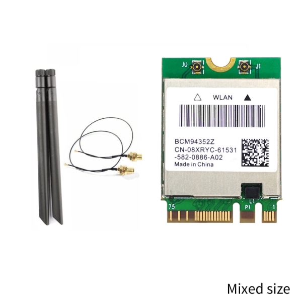 2,4G+5Ghz BCM94352Z NGFF trådlöst kort BT4.0 2,4+5Ghz 1200MA-adapter med Airdrop Handoff extern antenn