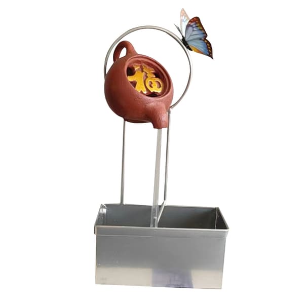 Dekorativ blomvas i järn, rektangulär planteringskruka med magnetisk fjäril, rektangulär växtblomkruka