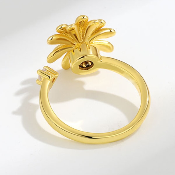 Guld Silver Ring Anti Anxiety Fidget Ring Ångest Ring Vit Blomma Spinning Stress Relief Ring Spinner Meditation Ring Gold