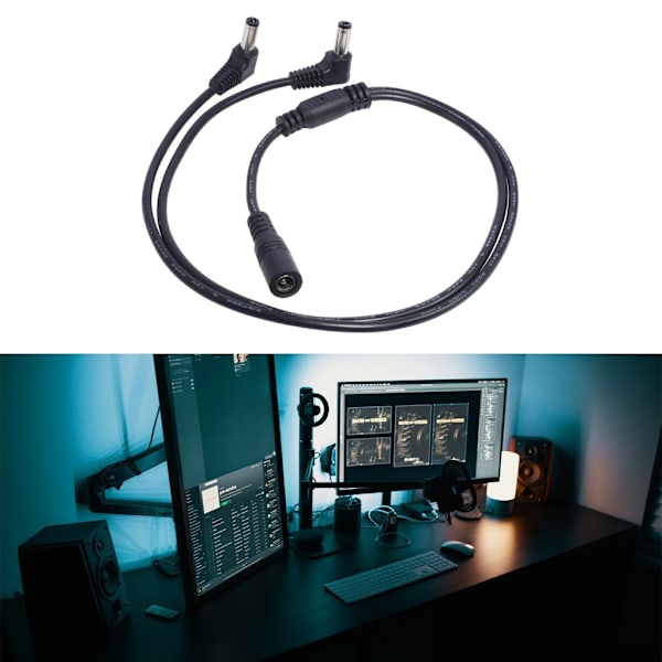 Power 1 hona till 2 vinklad hanvägsdelare Adapter Anslutning Pluggkabel 5,5 mmx2,1 mm 12V För CCTV-kamera LED-remsa