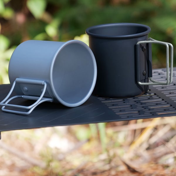 Aluminiumlegering kopp te kaffemugg Camping picknick vattenkopp mugg med vikbart handtag White