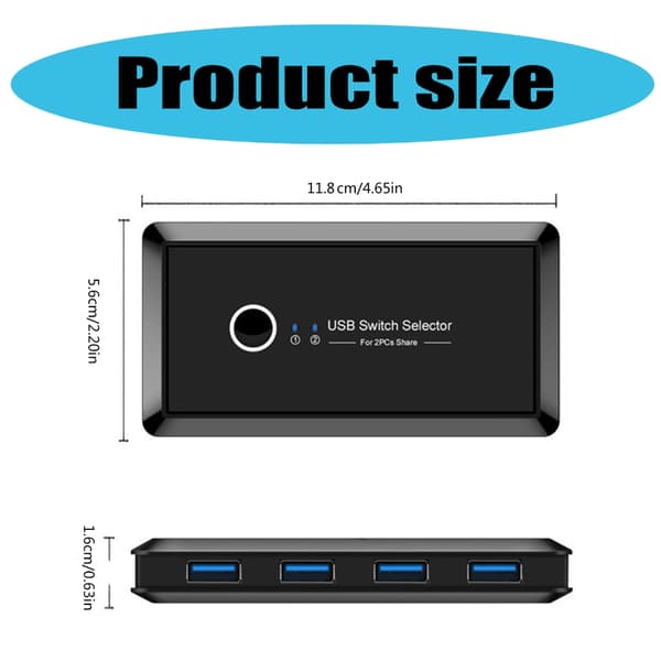 USB 3.0 Switch USB-switch 2 datorer delar 4 USB för PC-mus och tangentbord