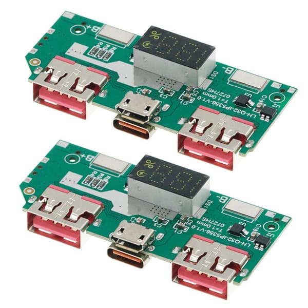 2 stk. IP5356 5V 3A Litiumbatteri Hurtiglading Modul Digital Skjerm
