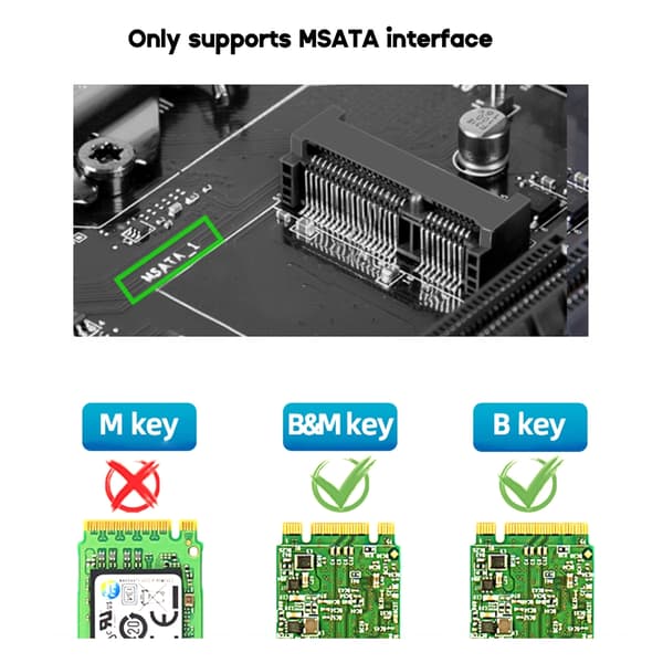 SUMS5102 MSATA til M.2 SATA Adapter Udvidelseskort Understøtter 6Gbps SSD 2230 2242