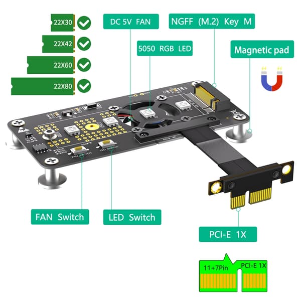 Hurtige M.2 NGFF NVME SSD'er til PCIE 1X Forlængerkabel til Boost af Computer