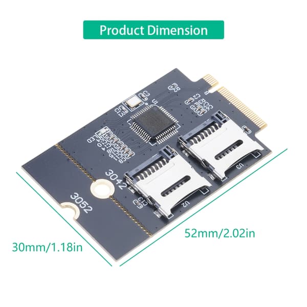Dobbeltkort til NGFF M.2 Key B Adapter (Understøtter USB-bus, ikke bus)