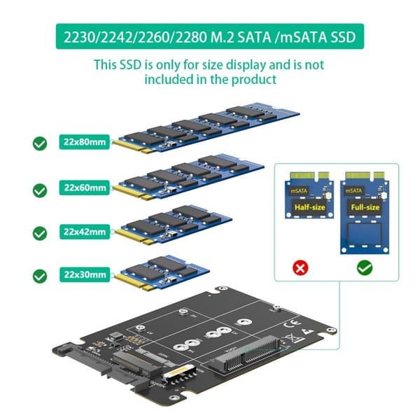 M.2 NGFF Msata SSD'er til SATA3.0 2,5 tommer Adapter Harddisk Kabinet
