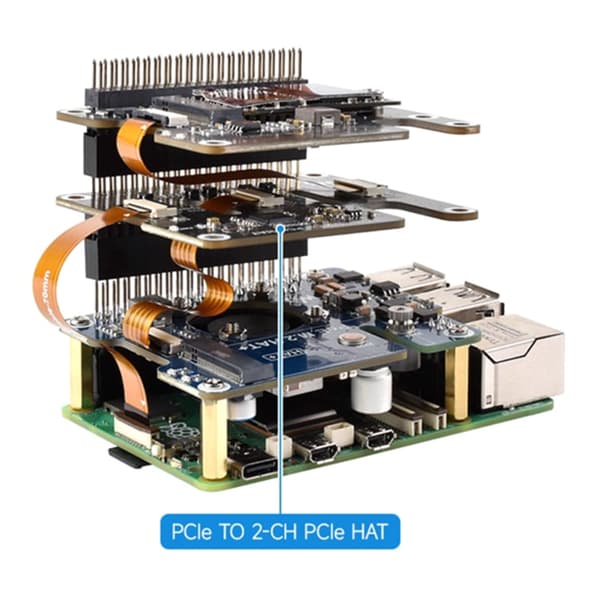 Dobbel PCIe FFC Utvidelseskort Dataoverføring HAT Adapter Stabelbar