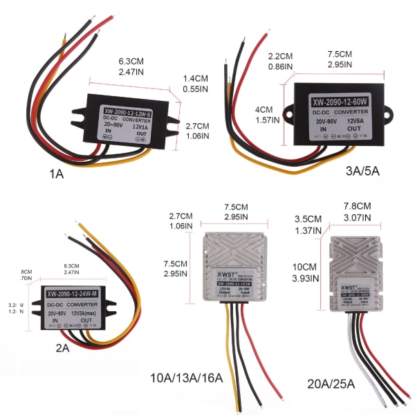 Högeffektiv 24V/36V/48V till 12V omvandlare Power nätadapter för 12v taxiradio, lcd-tv, reklamskärm 10A