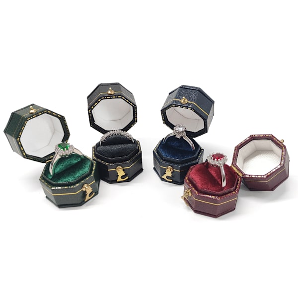 PU Läder Ring Box Lyx Smycken Ring Boxar Smycken Förvaring för Case för Förlovning Förlovning Bröllop Bröllopsdag Red