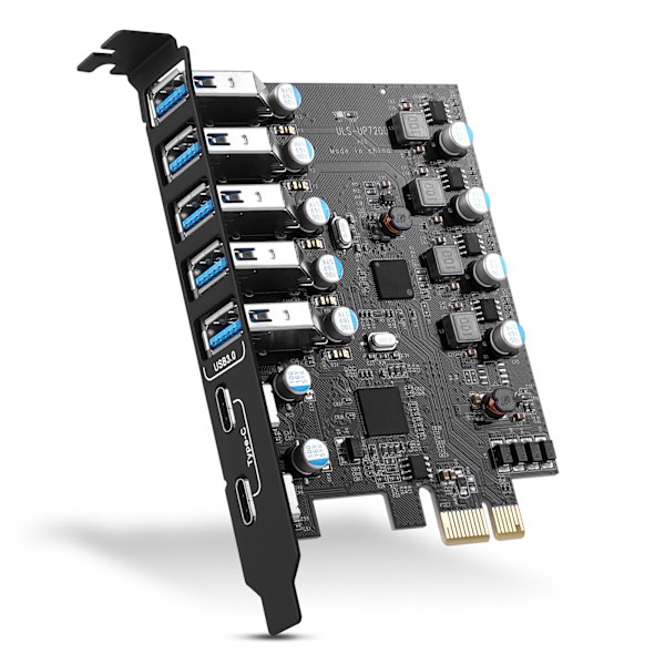 USB 3.0 5 Portars Hub Adapter Extern Kontroller för Express Card PCI-E Expansionskort med 4-pin Strömkontakt