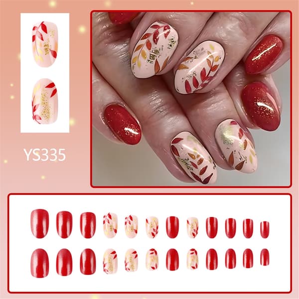 Mandel Lösnaglar Vinter Heltäckande Lösnaglar Thanksgiving Press On Nails