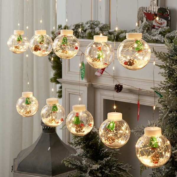 Led Curtain String Light Ball för julfest heminredning prydnad null - Christmas tree