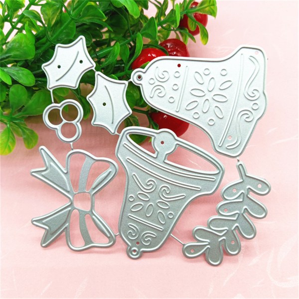 Christmas Bells Cutting Dies Christmas Bow Die Cuts Mallar för korttillverkning Scrapbooking DIY Papercraft Album Crafts 1