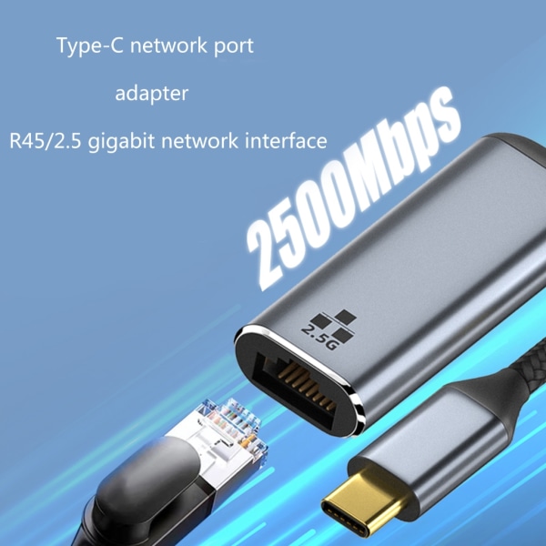 Typ-C till Ethernet-adapter, USB Typ C till RJ45 10/100/1000 2,5 Gb Gigabit Ethernet LAN-nätverksadapter Ethernet HOT SWAP