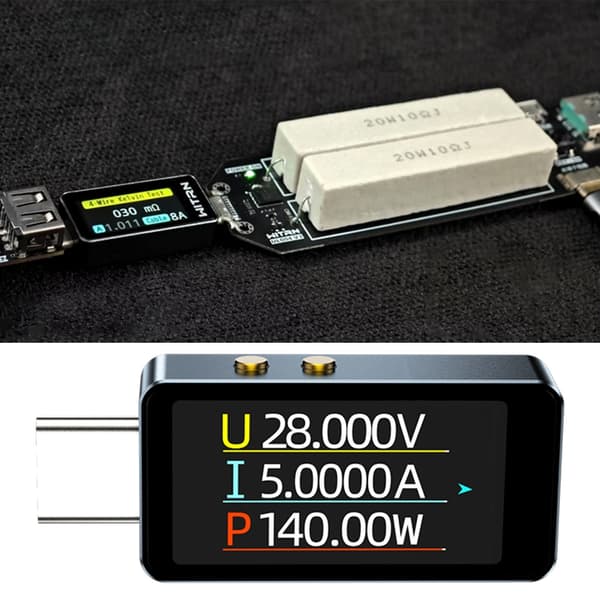 USB Typ C Ström Spänning Kapacitetstestare för Telefon Dator Strömdetektering