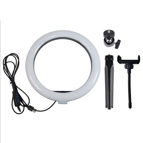 10\" LED Ringlampe med Tripod Stativ og Mobiltelefonholder Kit Selfie Udfyldningslys