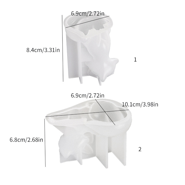 3D Räv Silikonform Epoxihartsformar Bordsdekoration Gjutform DIY Ljustillverkning Suit