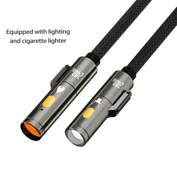 Stor effekt 240W Typ C dataöverföringskabel med LED-ljusfunktion för camping 0.5m