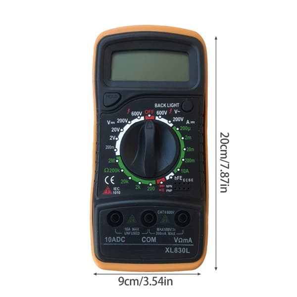 Digitalt Multimeter Voltmeter Amperemeter Ohmmeter Spenning Strøm Ohm Tester